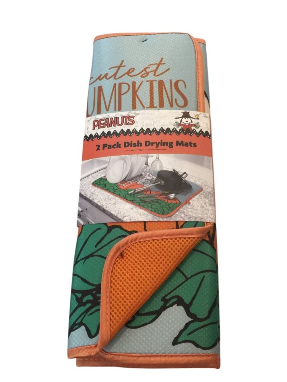 Peanuts Cutest Pumpkins in the Patch Drying Mats Set of 2 Orange Green